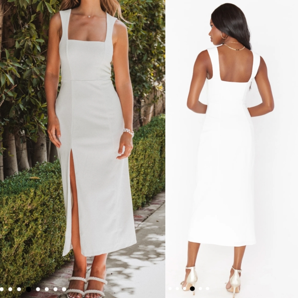 Show Me Your Mumu Eden Midi Dress Womens Large White Dress 091420235
